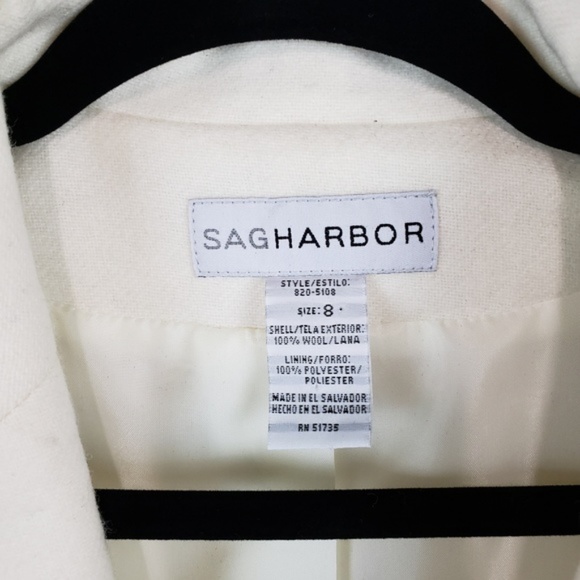 Sag Harbor 100% wool cream color blazer size 8 - Picture 3 of 6